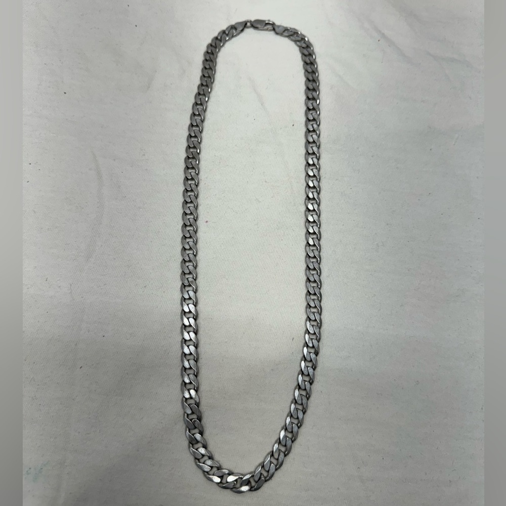 Heavy Solid Sterling Silver Cuban Chain Necklace 925 Italy 60 grams